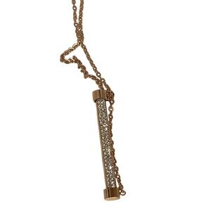 Rose Gold Fancy Zircon Bar Necklace Titanium Steel For‎ Women